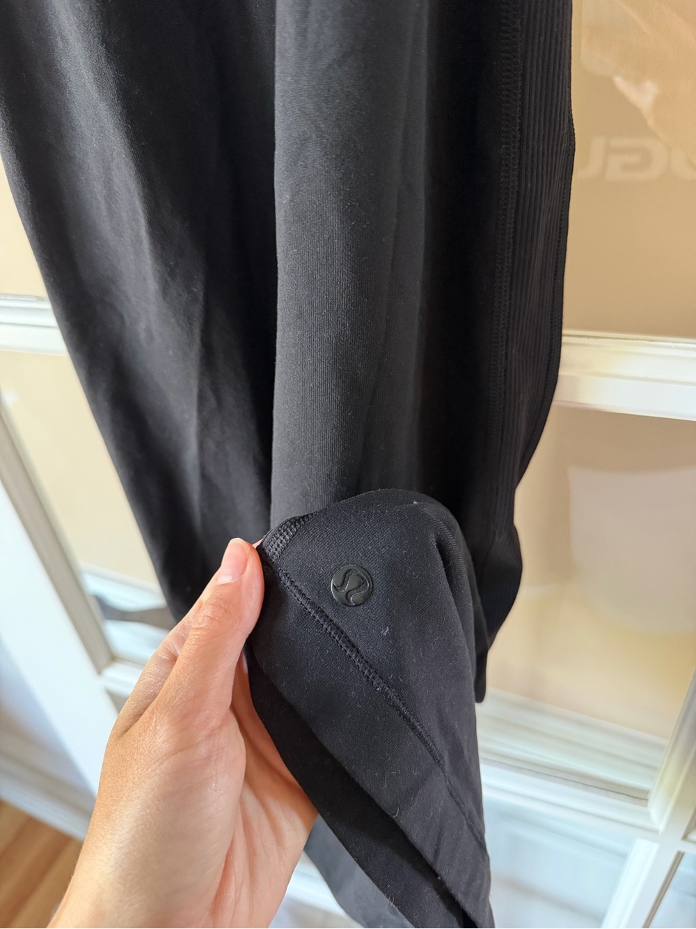 Lululemon Black Fitted Midi Dress with Ribbed Stretch Accent - Picture 4 of 4